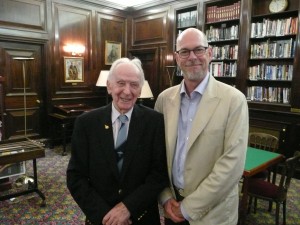 With Capt. Eric Brown in the library, RAF Club.  July 22/13